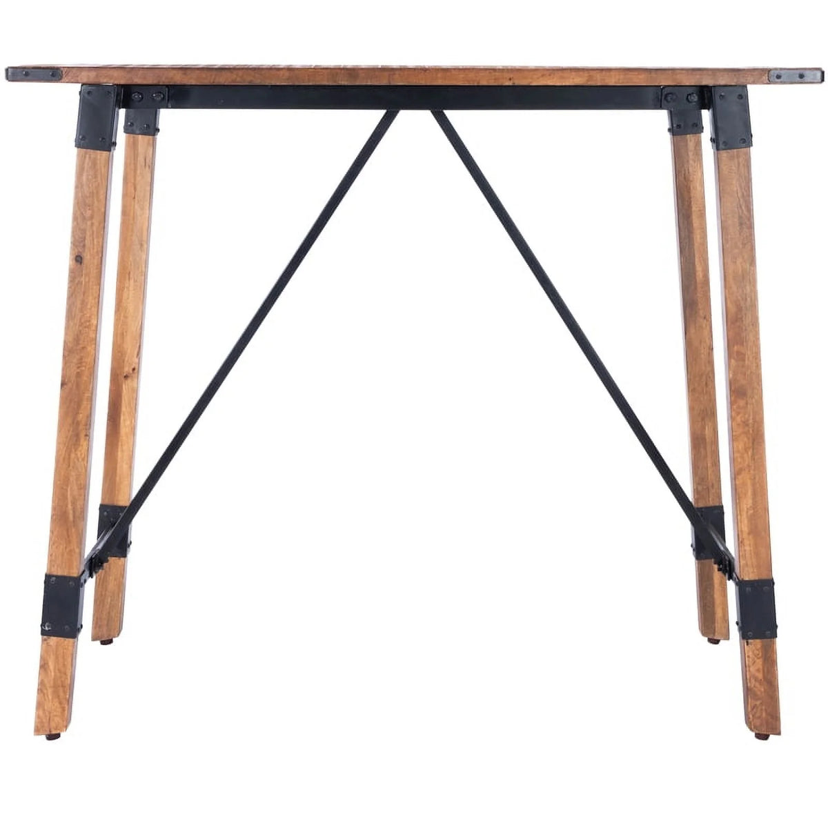 Industrial Wood and Metal Pub Table in Beige P911196