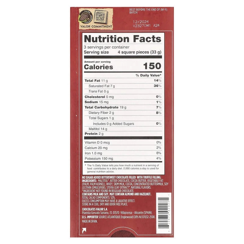 Dark Chocolate with Truffle Cream Filling 3.5 oz Pack of 4 M122302