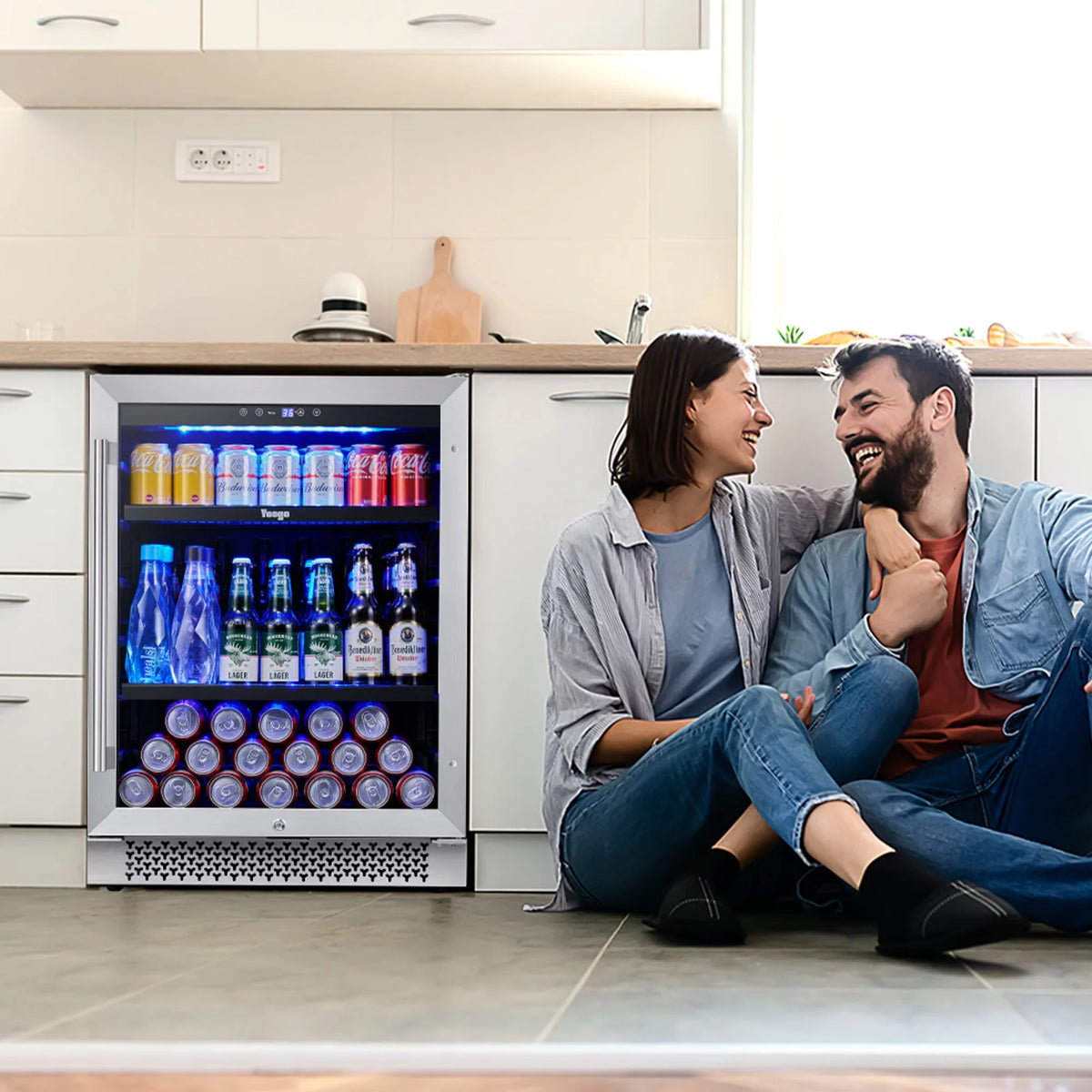 24 Can Beverage Refrigerator Cooler with Reversible Door U79344