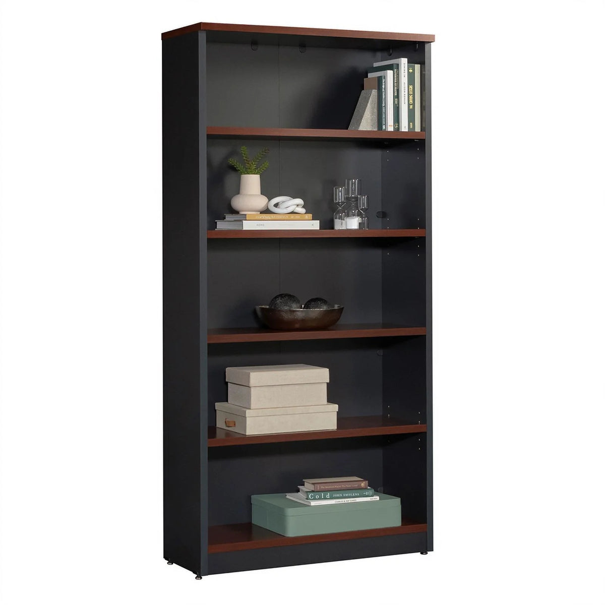 Classic Cherry 5-Shelf Engineered Wood Bookcase T60547