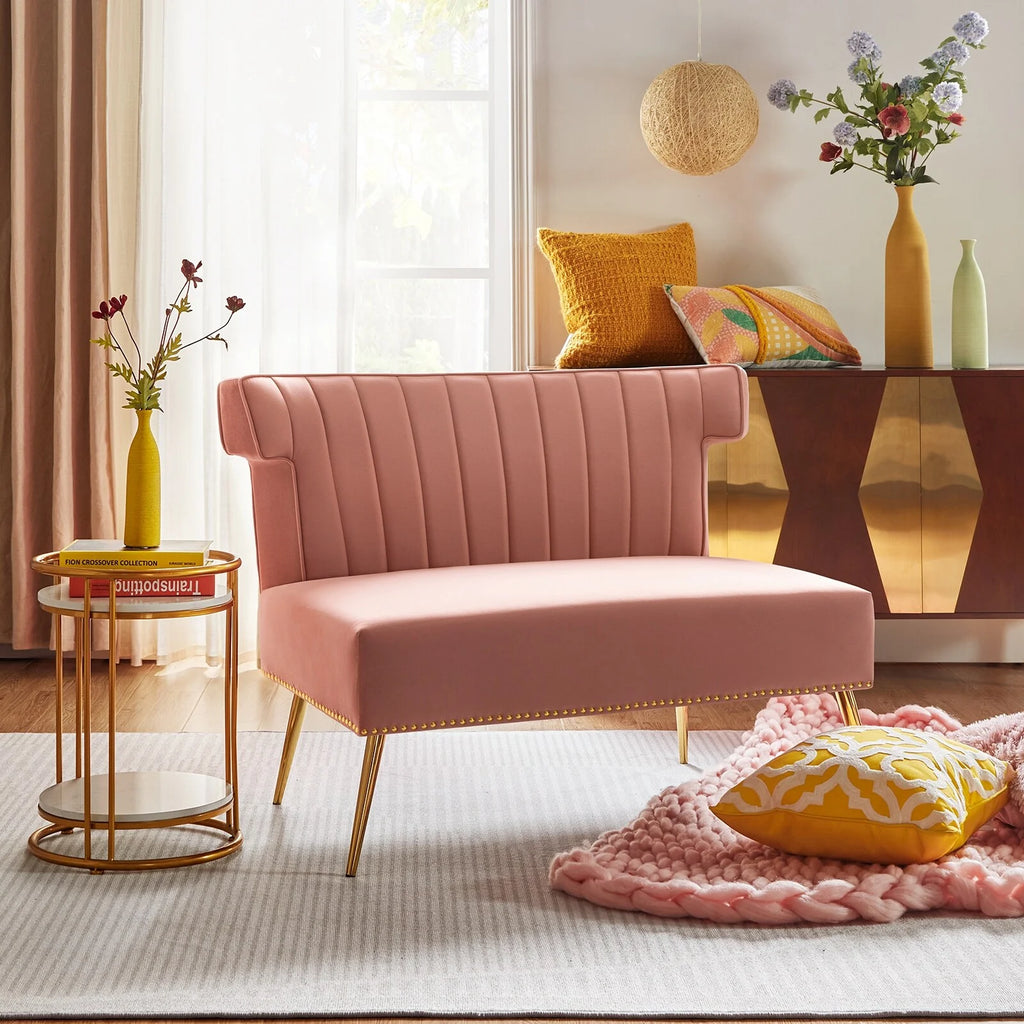 46" Velvet Tufted Loveseat with Metal Legs K45529