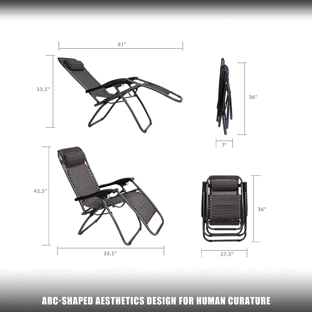 2-pack Zero Gravity Chair Folding Adjustable Recliners P40459