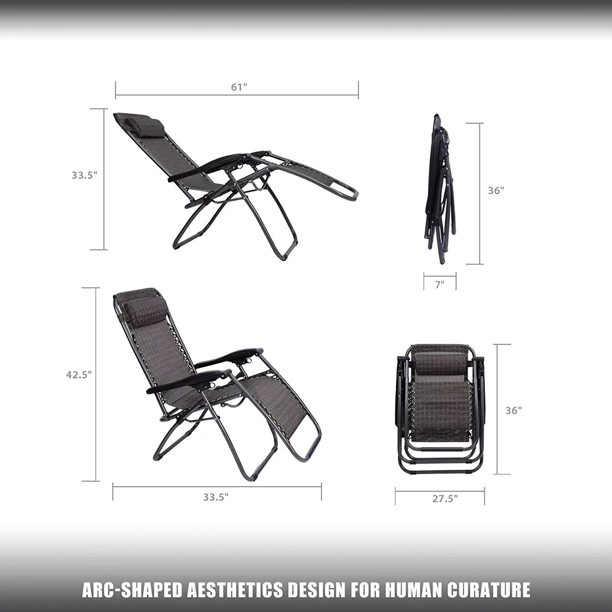 2-pack Zero Gravity Chair Folding Adjustable Recliners P40459