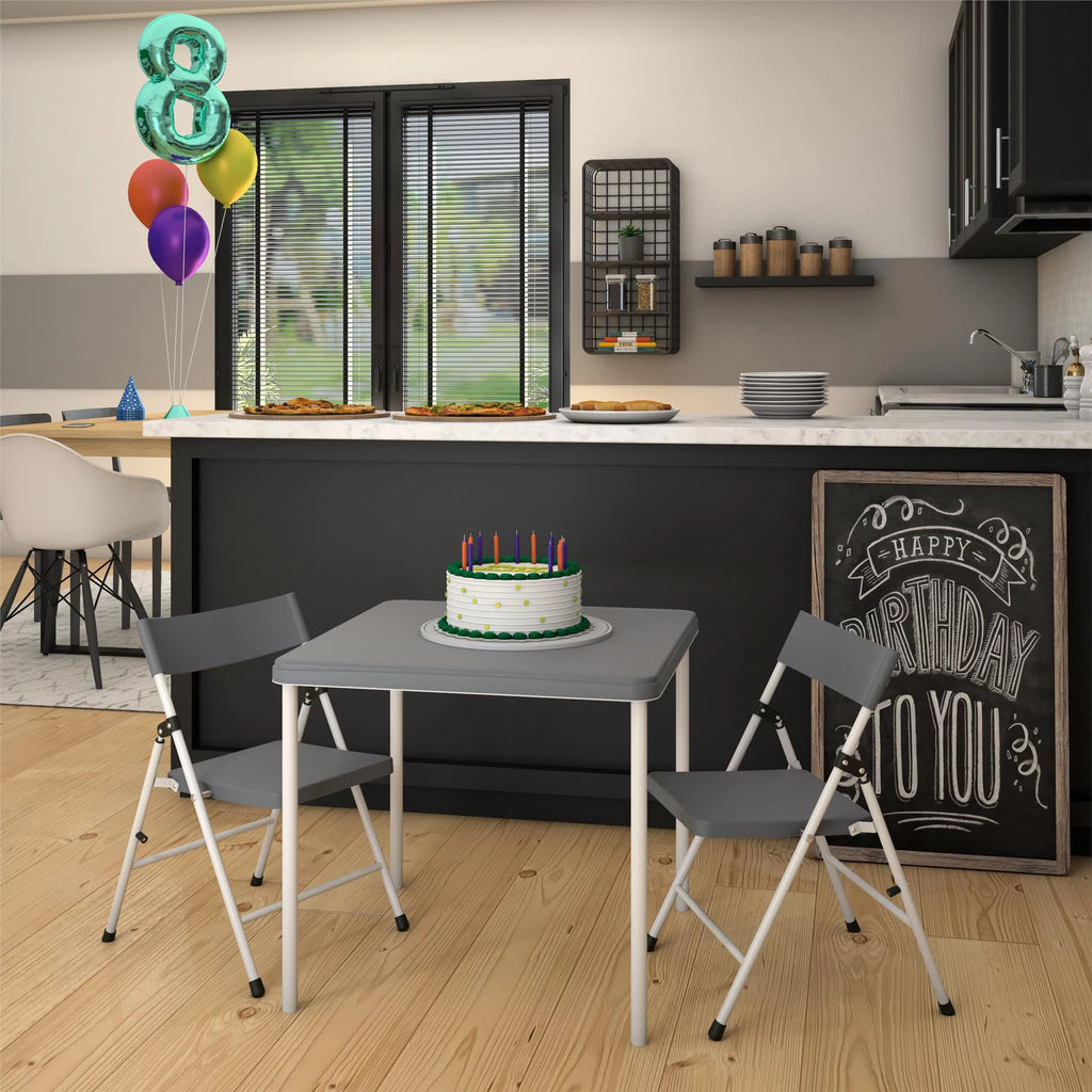 Kid's Activity Set with Folding Chairs, 3-Piece Set, Gray & White S490