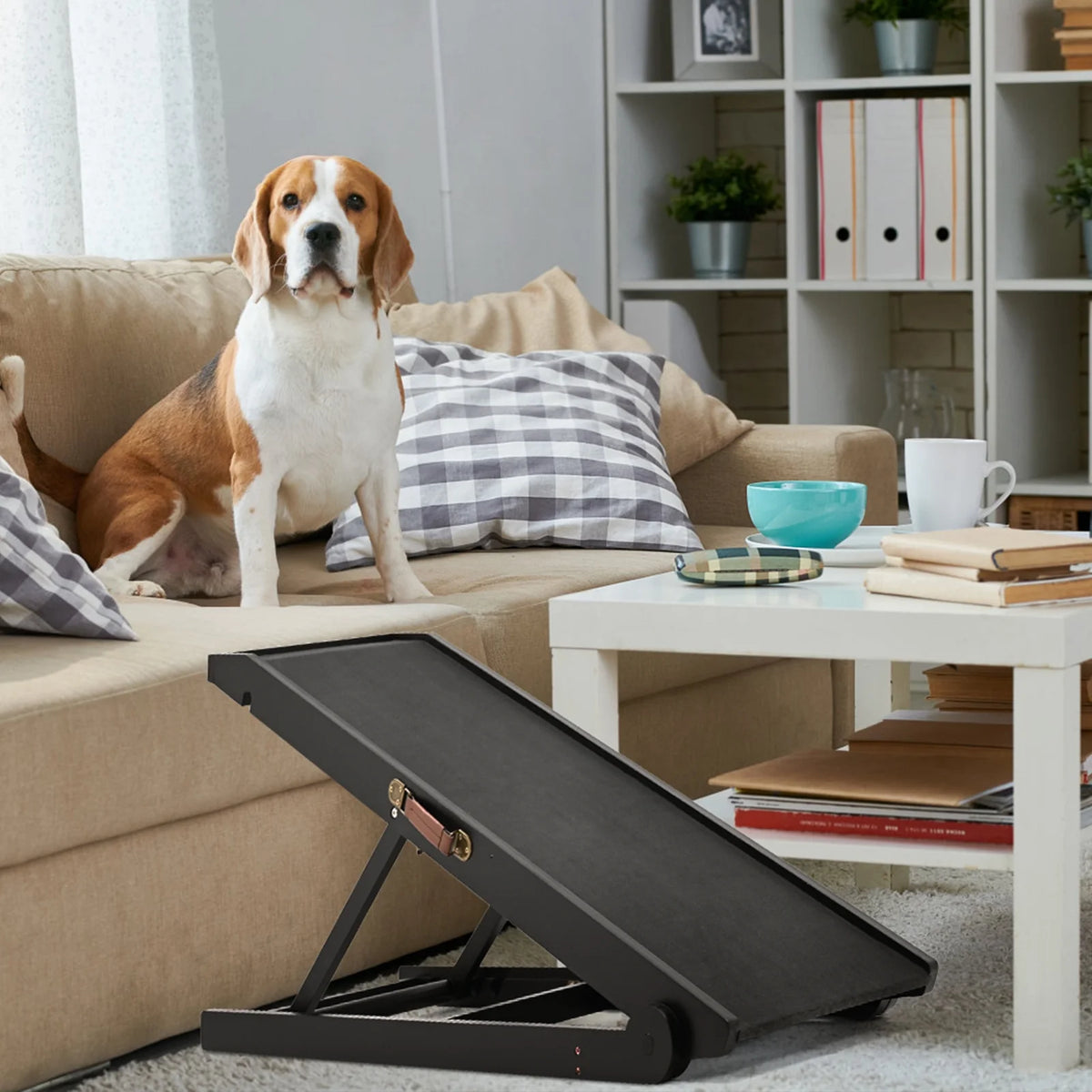 Adjustable Folding Pet Ramp with Rubber Mat Q913432