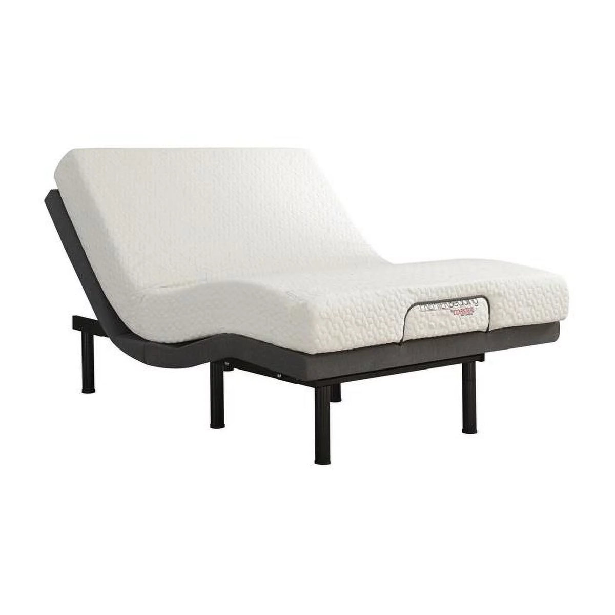 Adjustable Full Size Bed Base with Dual Incline, Massager & Bluetooth, Off White & Black T52101