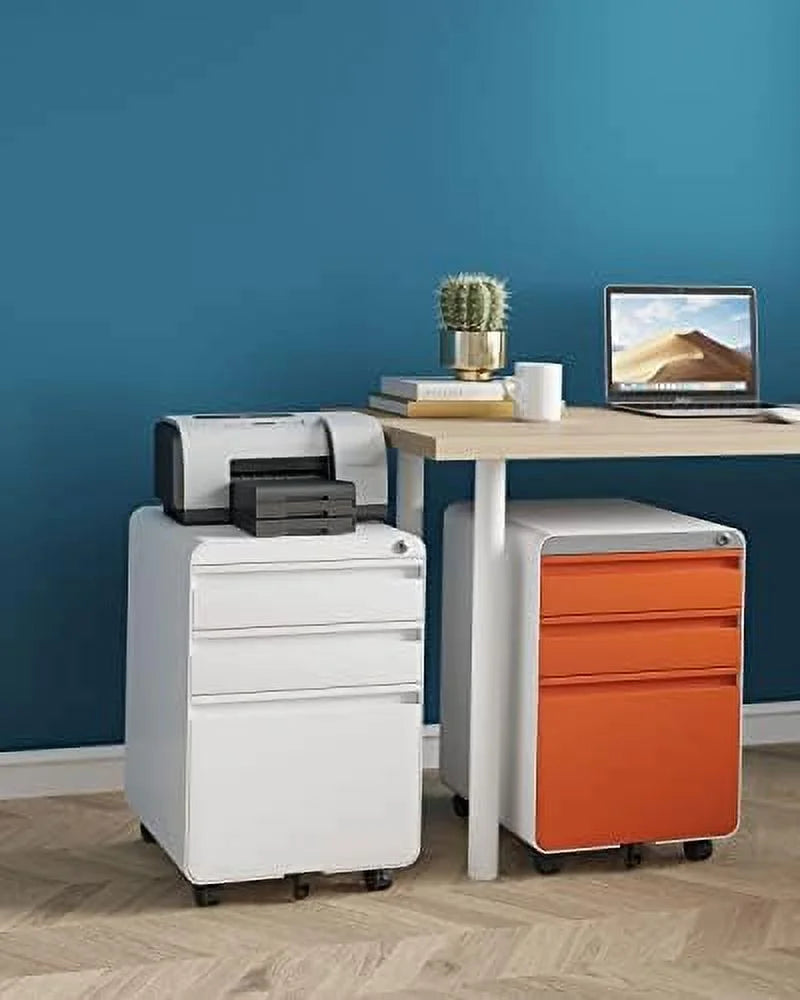 3 Drawer Metal File Cabinet with Lock Wheels Y8693