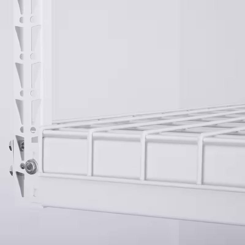Adjustable Height White Overhead Ceiling Storage Rack Q389