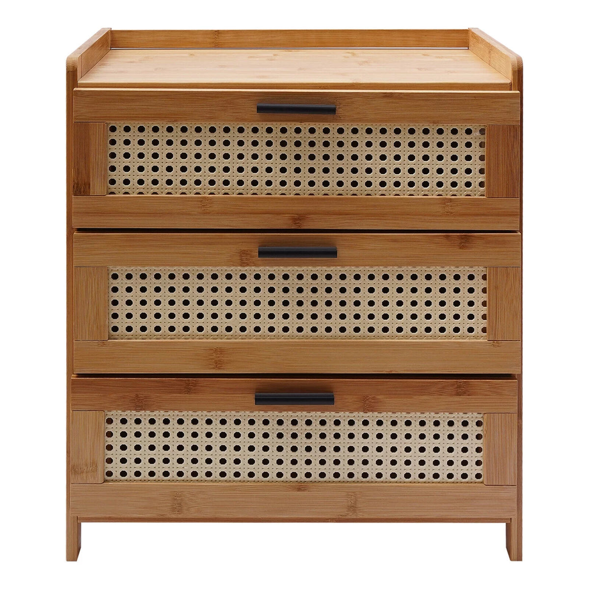 Bamboo Wood 3 Sliding Drawers Nightstand C6295