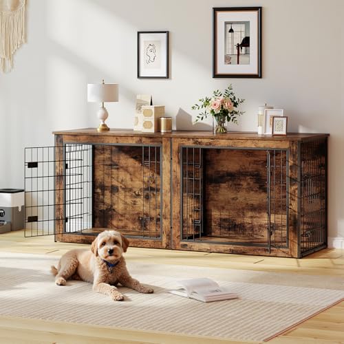 63" Double Dog Crate Furniture with Divider G525308