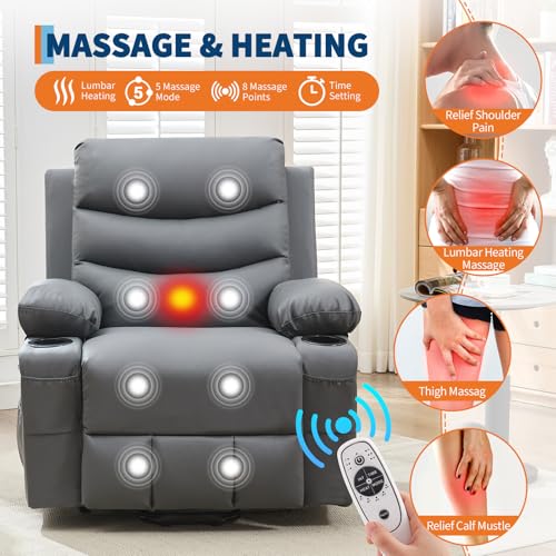 Oversize Power Lift Recliner Chair with Heat and Massage D7772