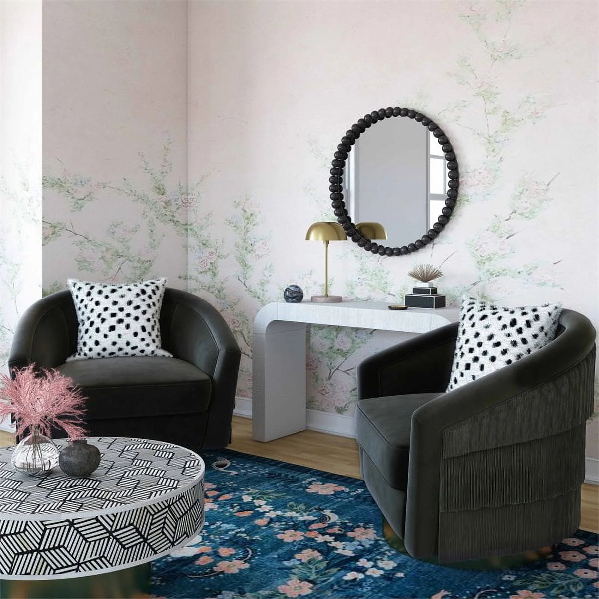 Black Velvet Swivel Accent Chair S521