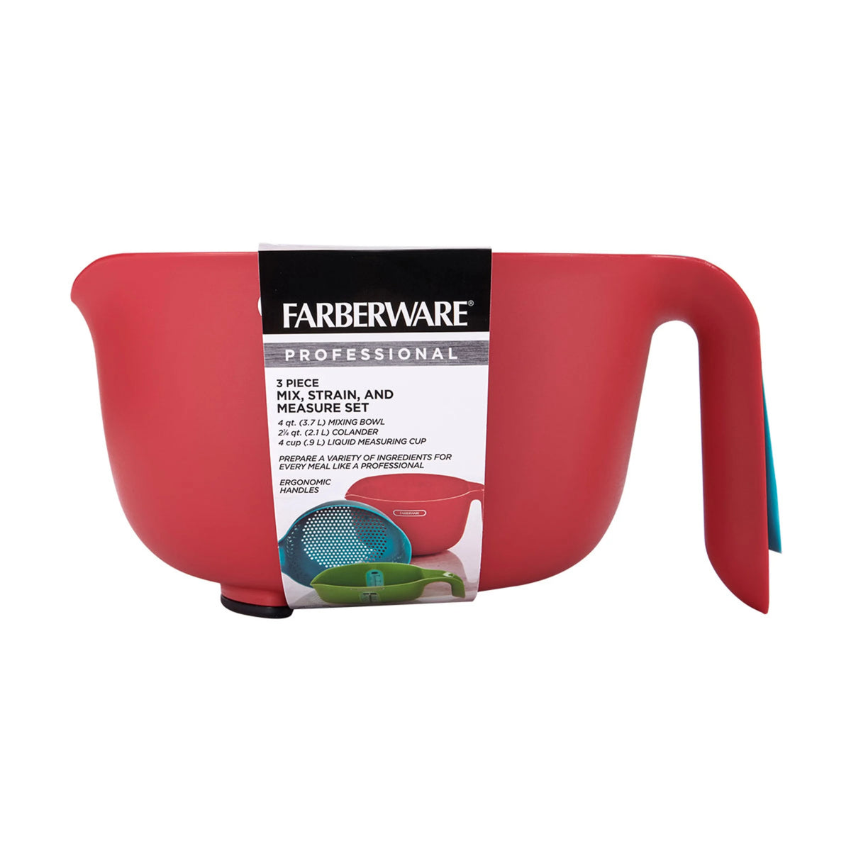 3 pc Mixing Bowl, Colander, Measuring Cup Set J959615