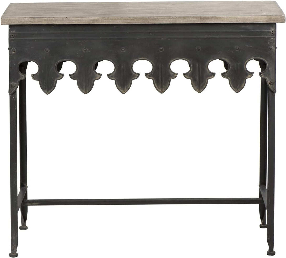 Metal Scalloped Edge Table Wood Top A49276