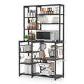 Black Kitchen Bakers Rack with Hutch M794448