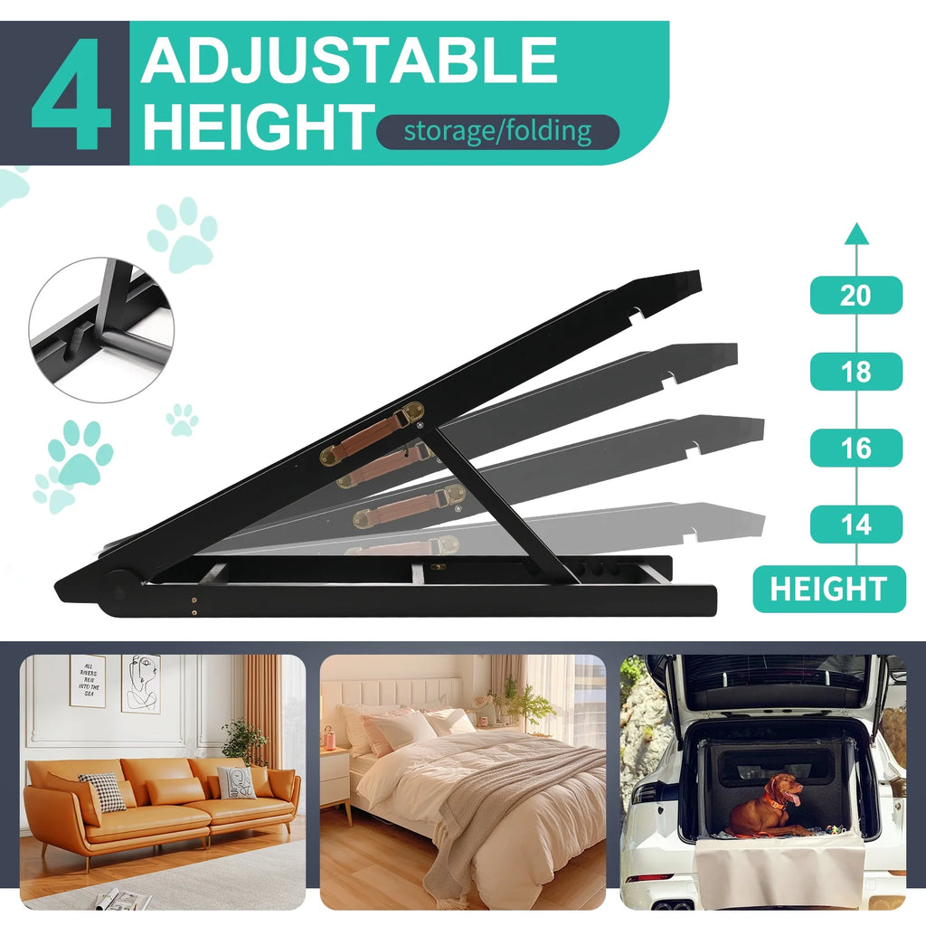 Adjustable Folding Pet Ramp with Rubber Mat Q913432