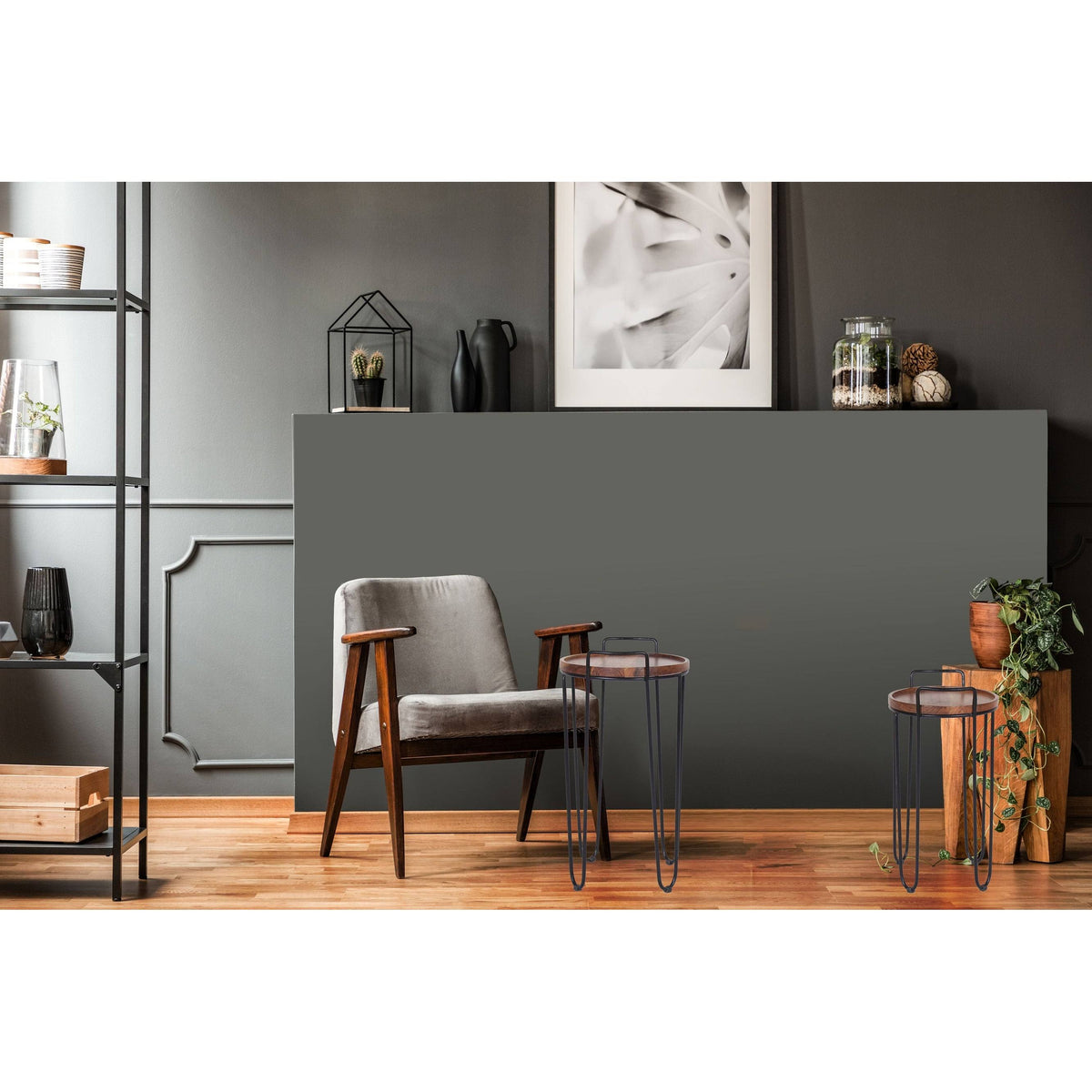 Iron & Acacia Nesting Tray Tables with Handles Set of 2 H5815