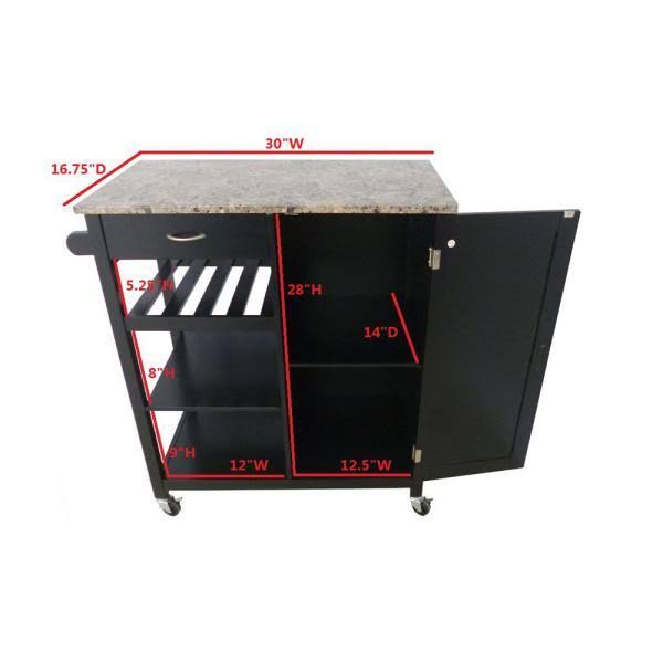 Black Kitchen Island Cart S198