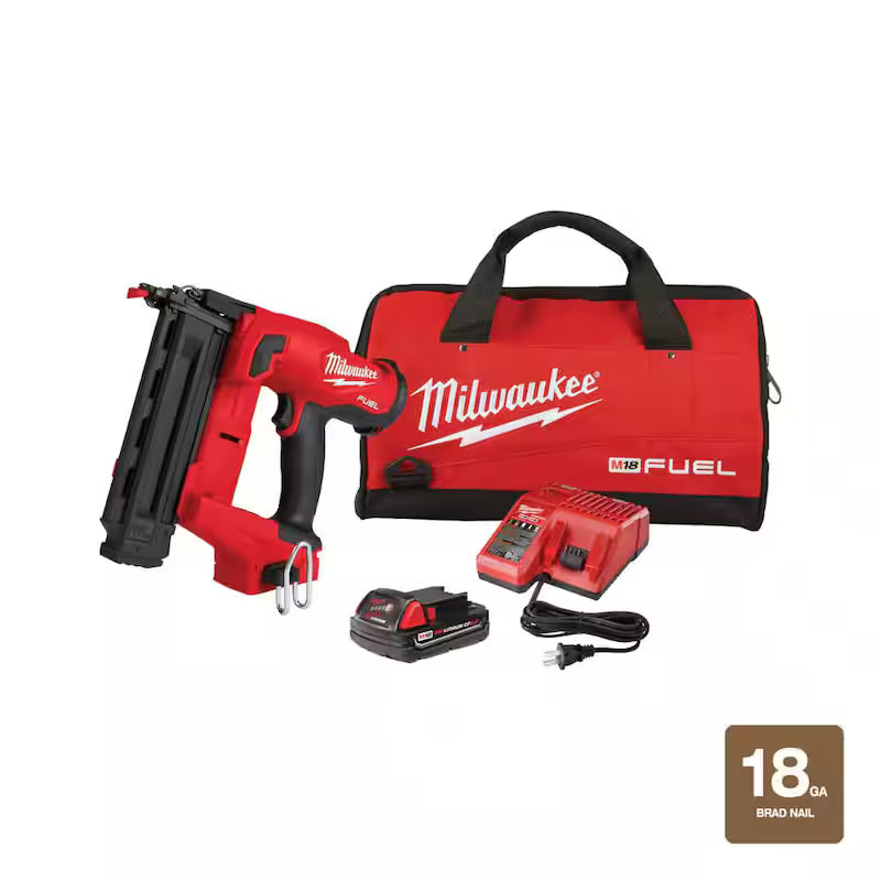 18-Volt 18-Gauge Cordless Brad Nailer Kit with Battery, Charger and Bag U7749