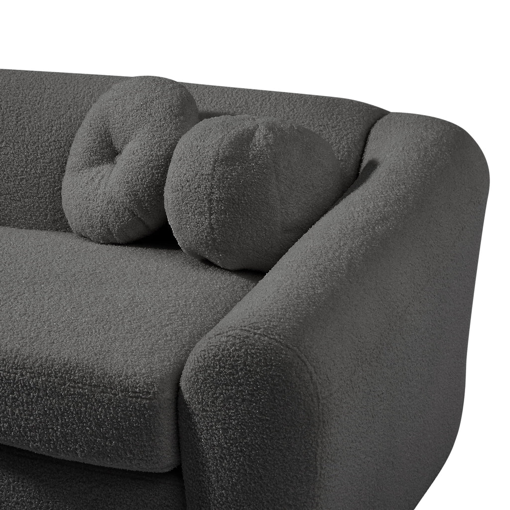 87.7" Gray Teddy Upholstered 3 Seater Sofa with 5 Pillows A700