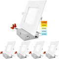 6 Inch Square LED Recessed Lighting, 5 Color Temperature, Dimmable, 4 Pack J449023