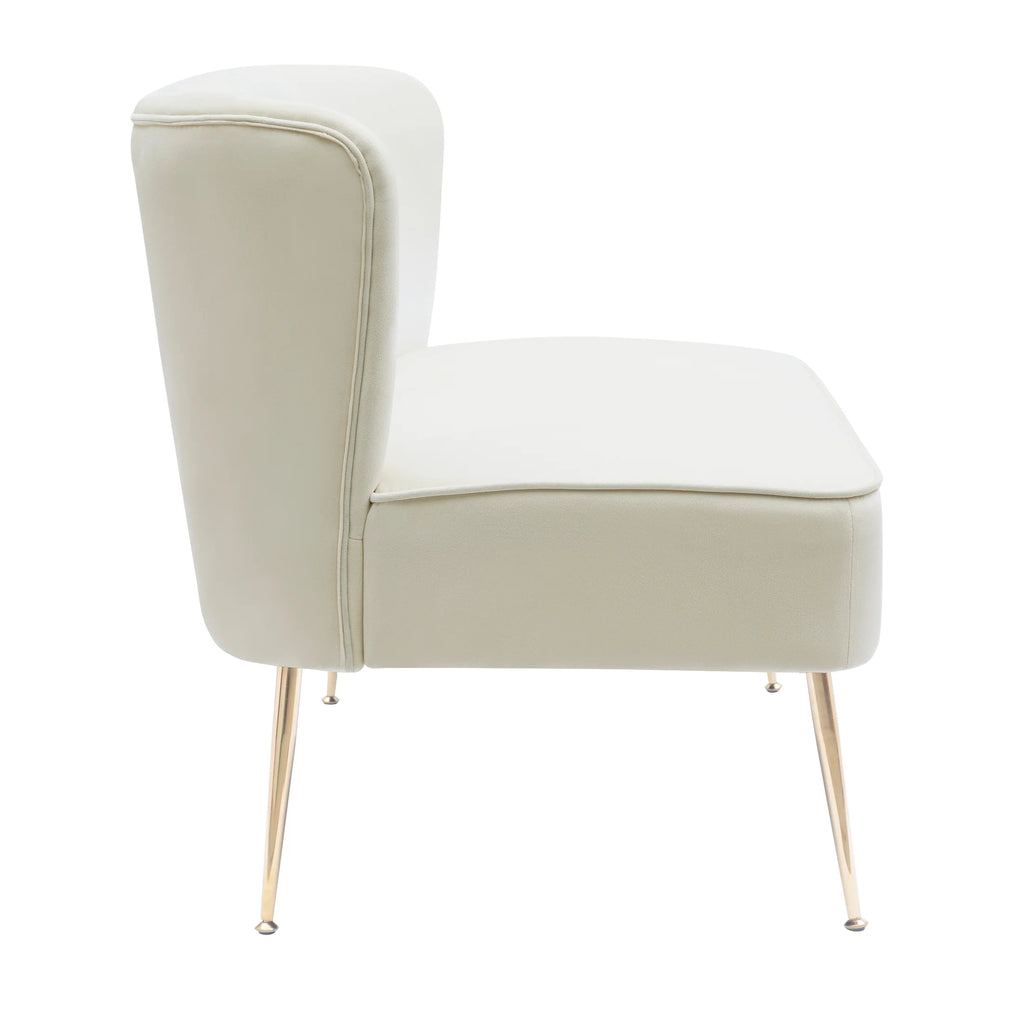 46" Wide Ivory Velvet Upholstered Love Seat Sofa V195952