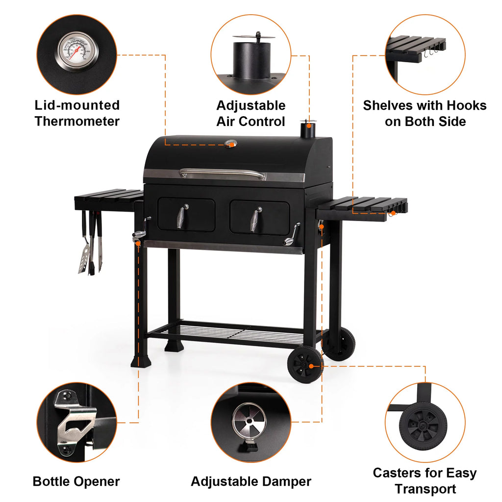34-inch Portable Charcoal BBQ Grill H945989