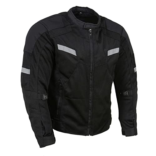 Black CE Armored Textile Motorcycle Jacket M4232