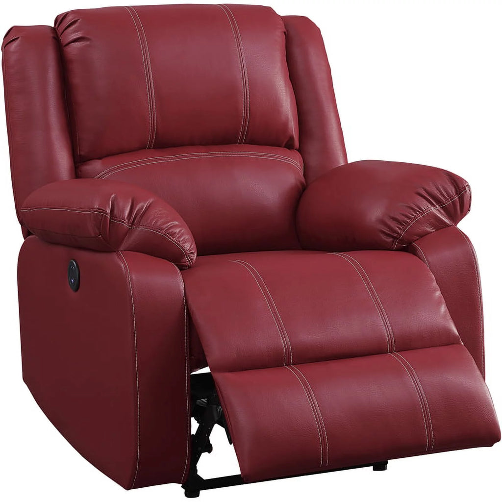 Red Faux Leather Power Recliner N406882