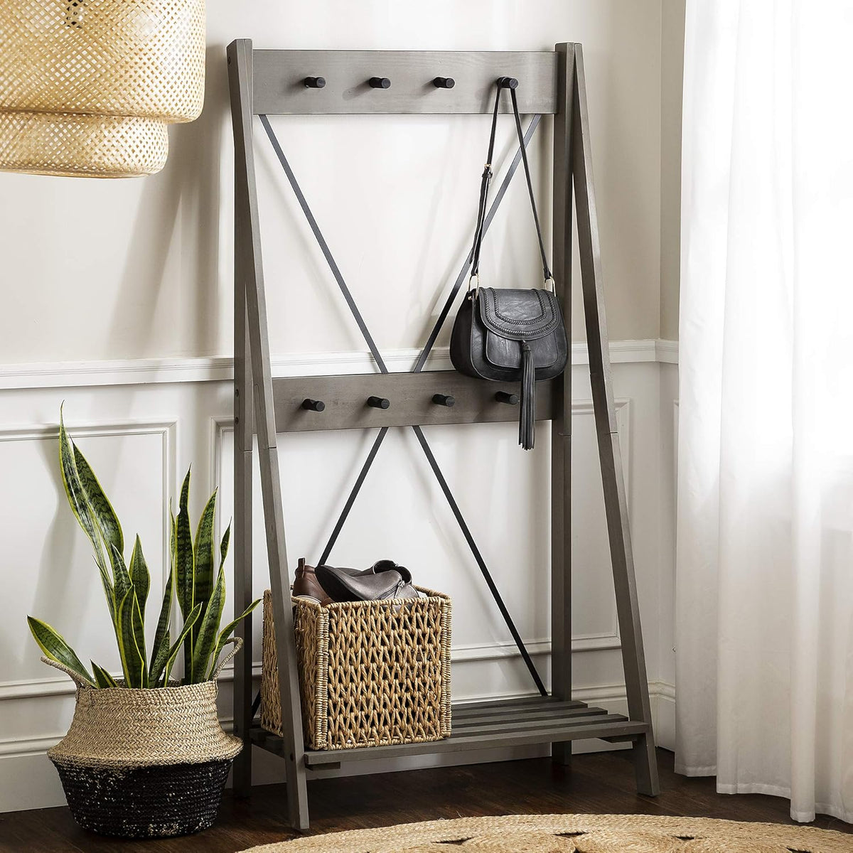 Brown 4 Shelves Wood Bookcase Q25412