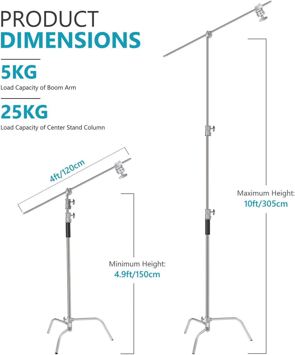 10 Feet C-Stand Light Stand with Extension Boom Arm and Carry Bag R804267