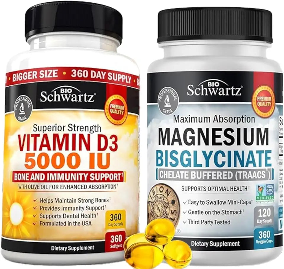 High Strength Vitamin D3 5000 IU 125 mcg Plus Magnesium Bisglycinate Capsules E9569
