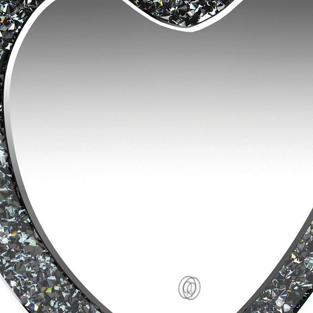 20 Inch Heart Crystal Trim Glass Vanity Mirror V1824