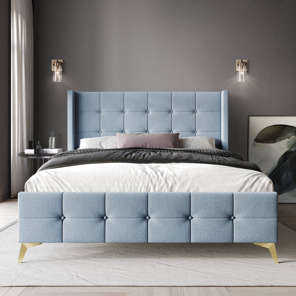 Twin Size Velvet Upholstered Bed U9027
