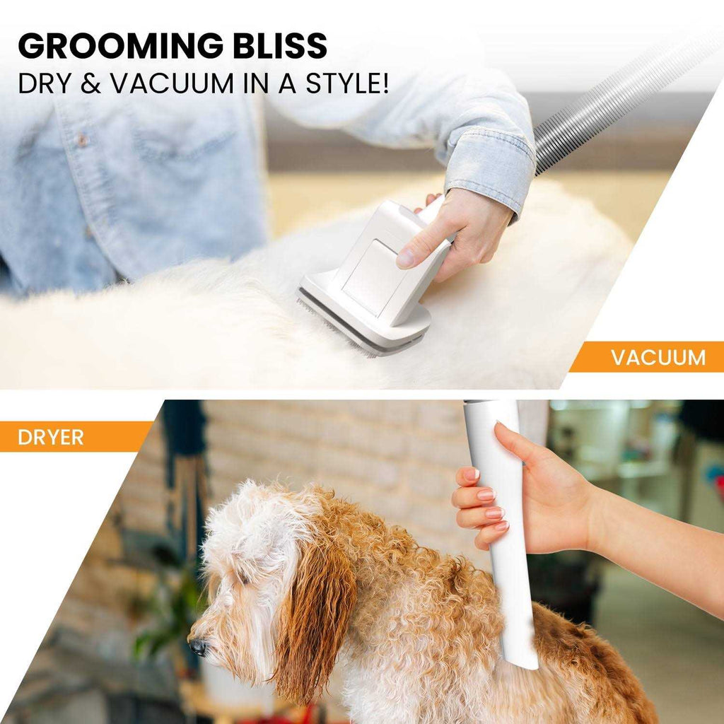 3-in-1 Pet Grooming Kit Vacuum Suction Dryer Clipper 6 Tools 4L U3211
