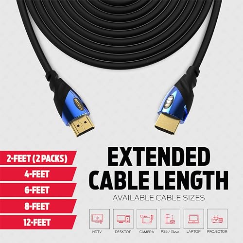 8K HDMI Cable with 24K Gold Contacts, 48 Gbps, 12 FT T7631