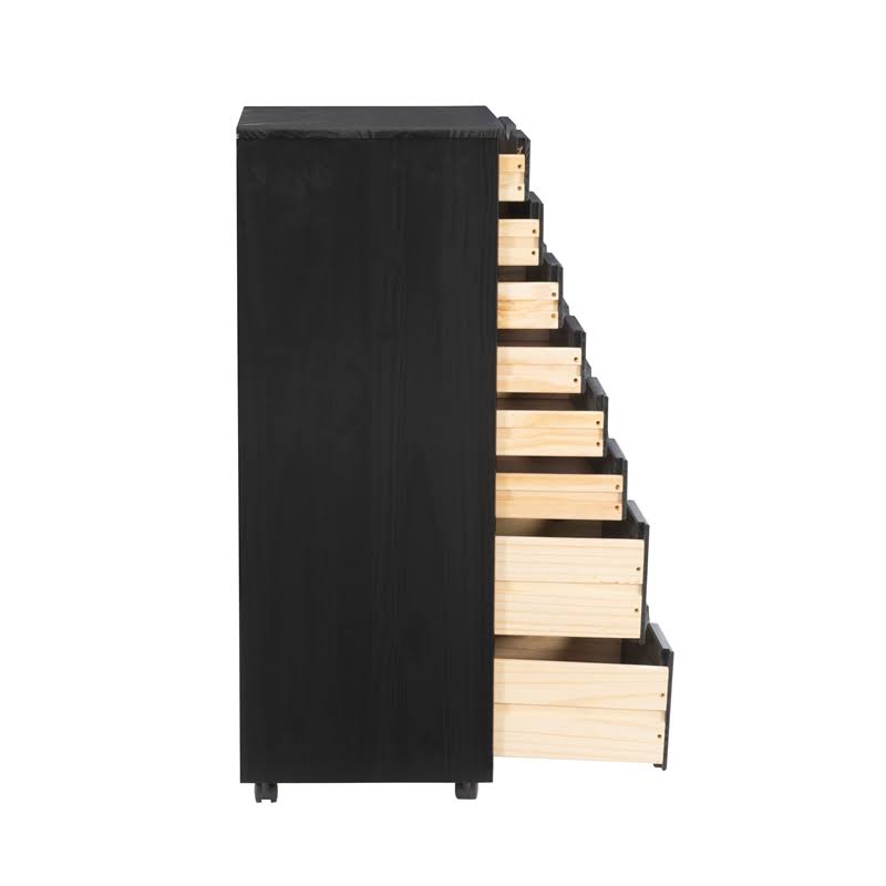 Black 8 Drawer Wood Rolling Storage Cart P932143