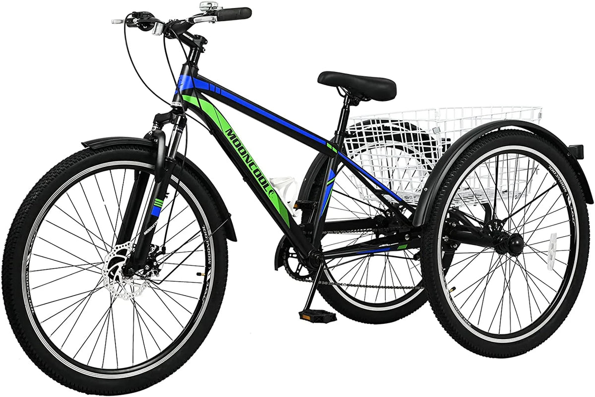 7 Speed 24/26/27.5 Inch Adult Mountain Tricycle with Shopping Basket A717444