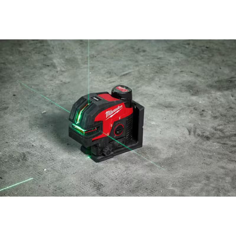 12-Volt Cordless Green Cross Line Laser Kit with Laser Distance Meter Q51230