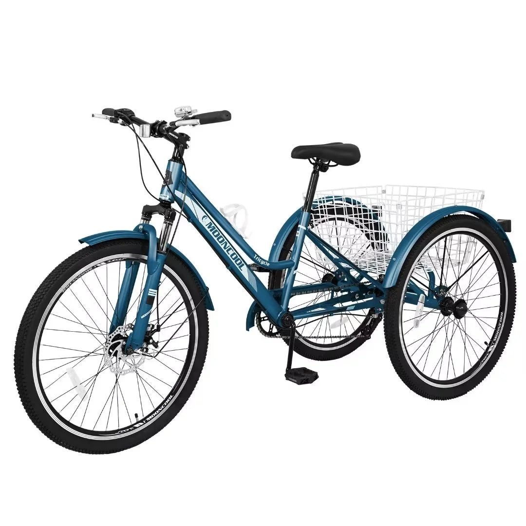 7 Speed 24/26/27.5 Inch Adult Mountain Tricycle with Shopping Basket A717444