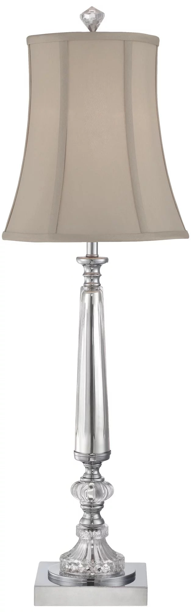 Traditional Buffet Table Lamp 32" Tall Clear Crystal Taupe Bell Shade C75242