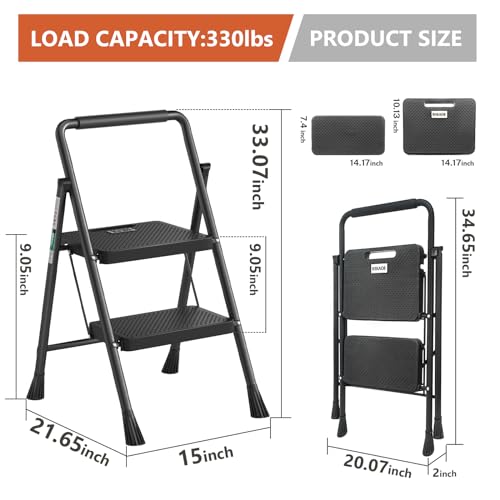 Folding Step Ladder with Handgrip Black M53716