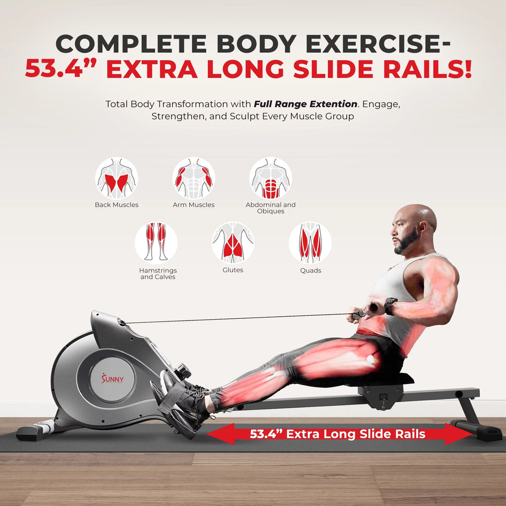 Smart Magnetic Rowing Machine with Extended Slide Rail T24174