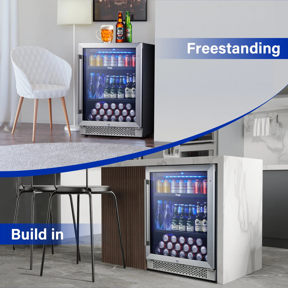 24 Can Beverage Refrigerator Cooler with Reversible Door U79344
