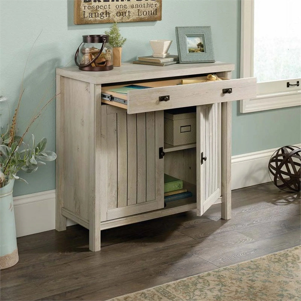 Executive Desk with Hutch and Accent Chest H428