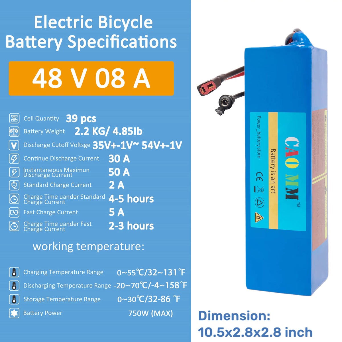 48V 10Ah Lithium Battery for Electric Bike Scooter N3371
