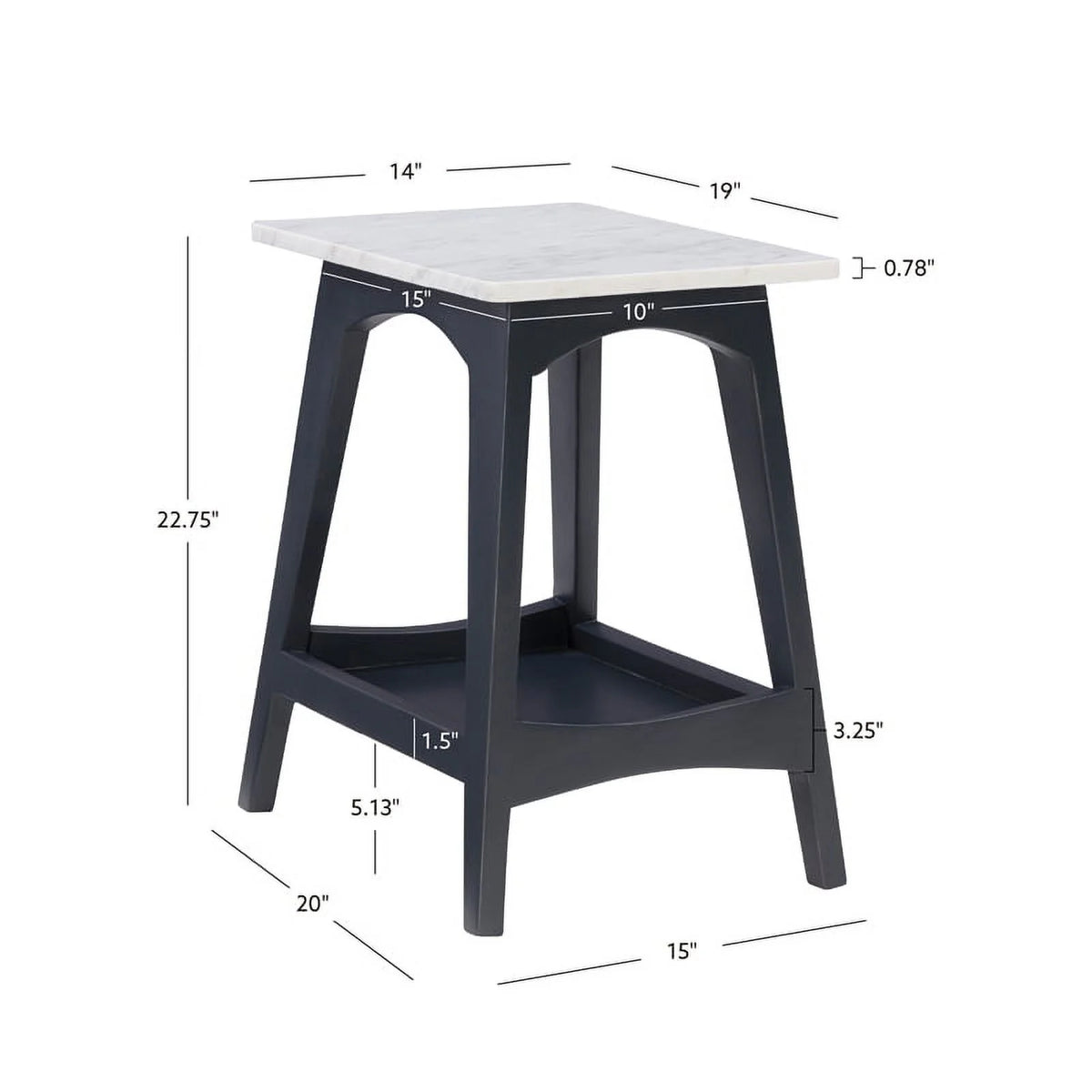 Gray Marble and Wood Side Table L35416