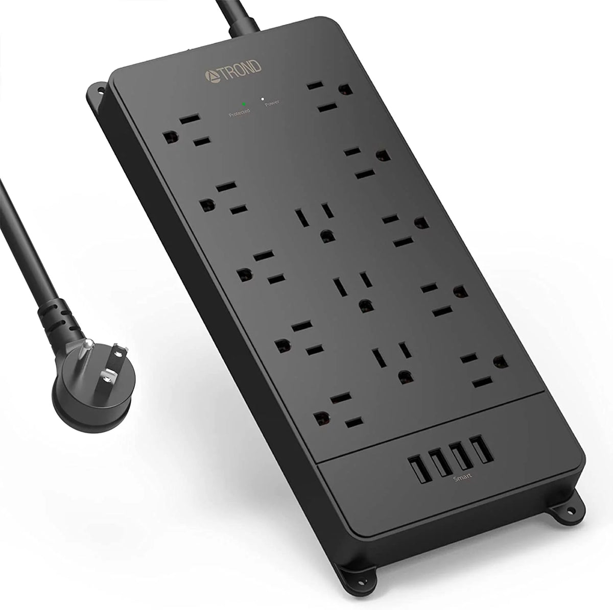 Black Surge Protector Power Strip with 4 USB and 13 AC Outlets H221