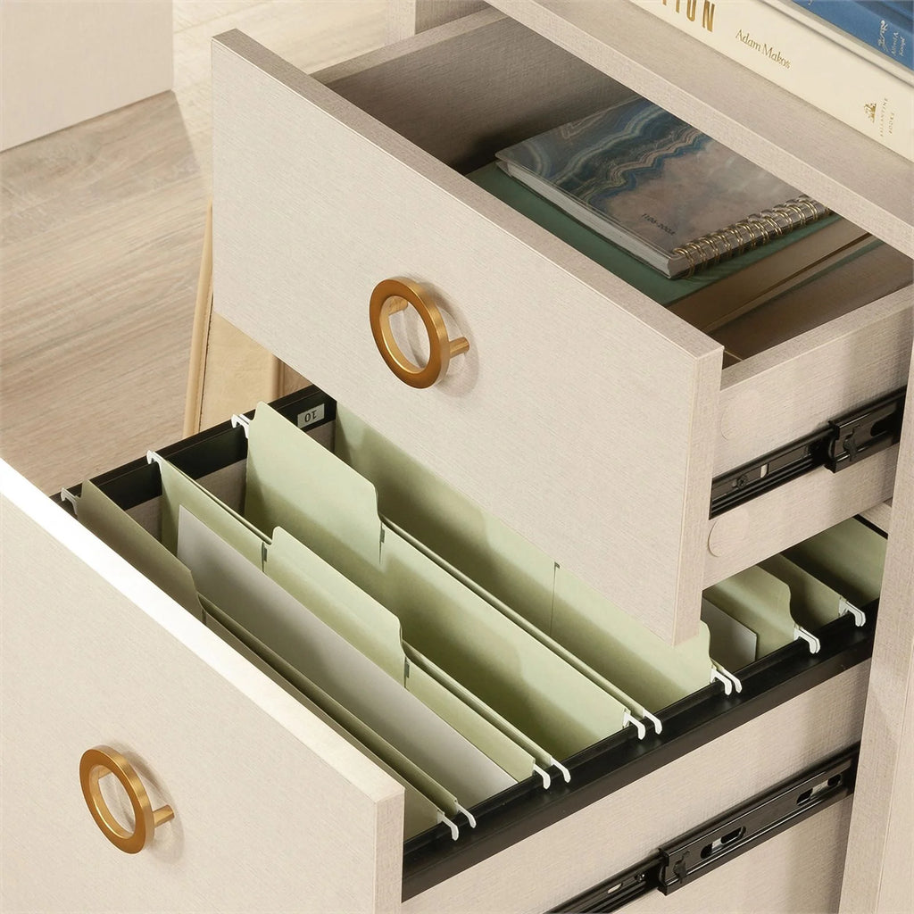 L-Desk in Dove Linen/Off White Finish W510