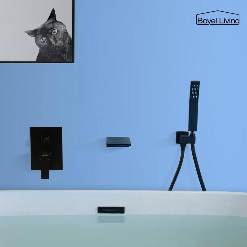 Wall Mount Roman Tub Faucet with Hand Shower Matte Black E97677